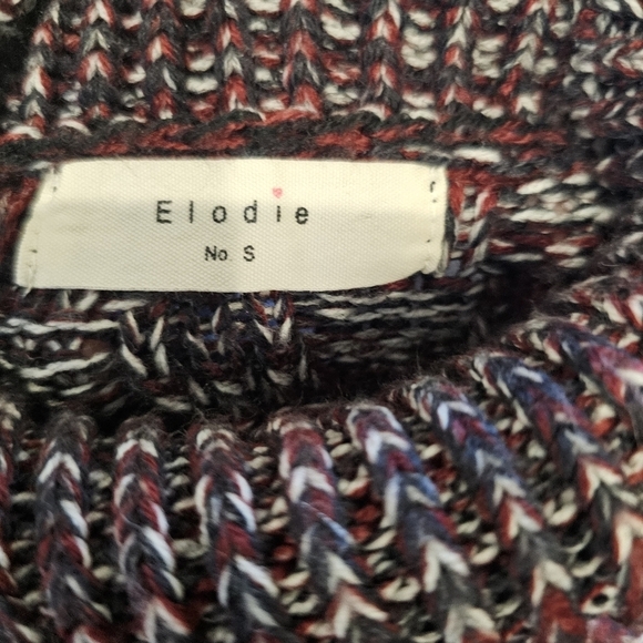 Elodie Burgandy PatchWork Turtleneck Sweater - Picture 2 of 3